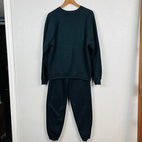 Tultex Sweatsuit Sweatshirt Sweatpants Set Black 90s / early Y2K - M/L - Picture 3 of 8